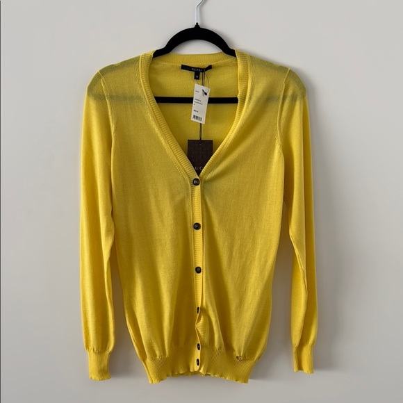 Gucci Yellow V-Neck Cardigan Sweater